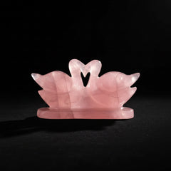 Rose Quartz Dove Swan — Hand-Carved Heart Chakra Figurine