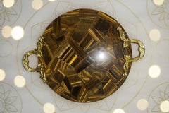 Luxe Crystal Serving Tray with Gold Handles