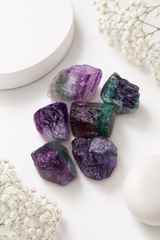 Raw Natural Rainbow Fluorite- Natures Beauty Multiple Colors In One Crystal