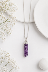 Amethyst Pencil Pendant – Calm, Sleep & Intuition
