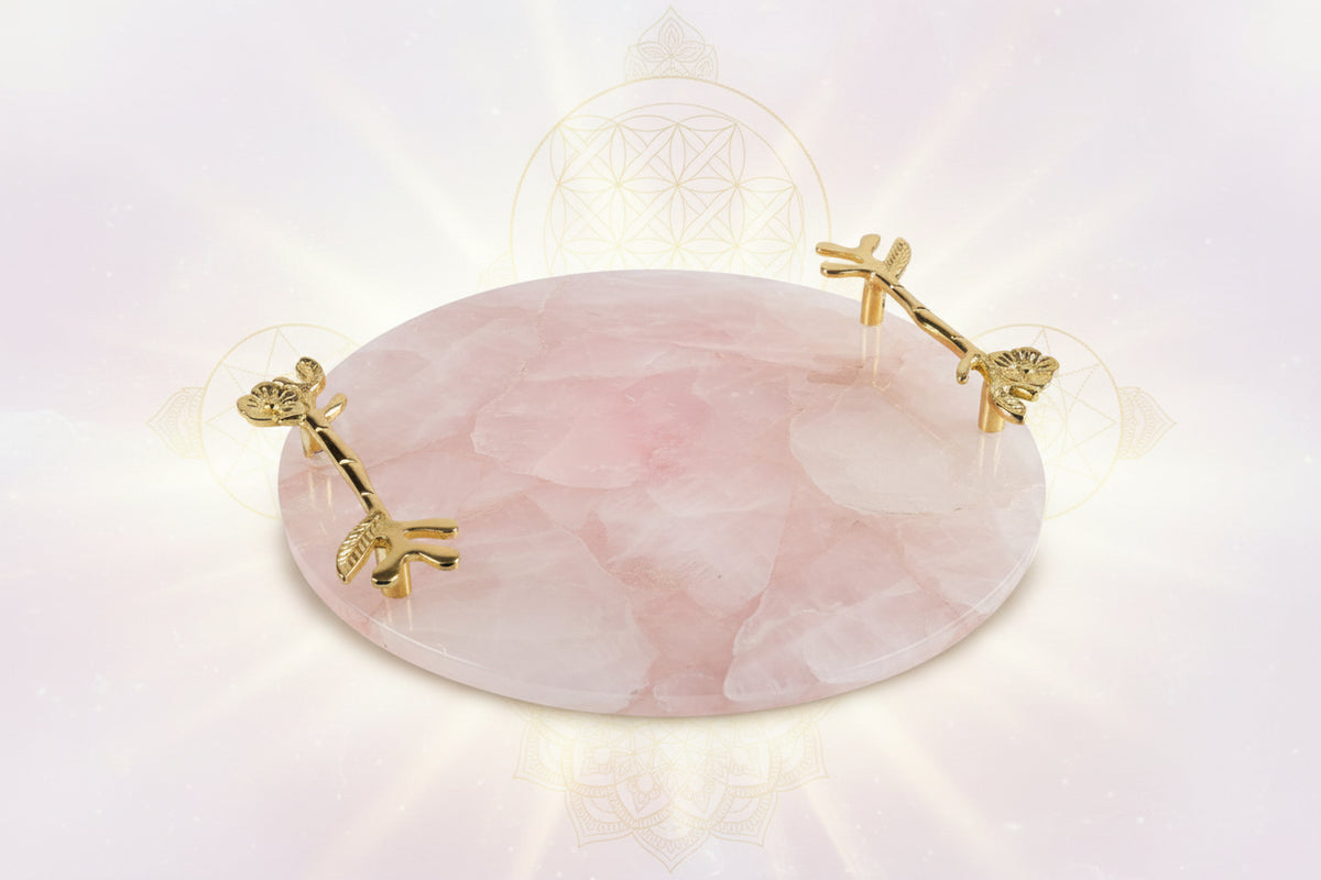 Luxe Crystal Serving Tray with Gold Handles