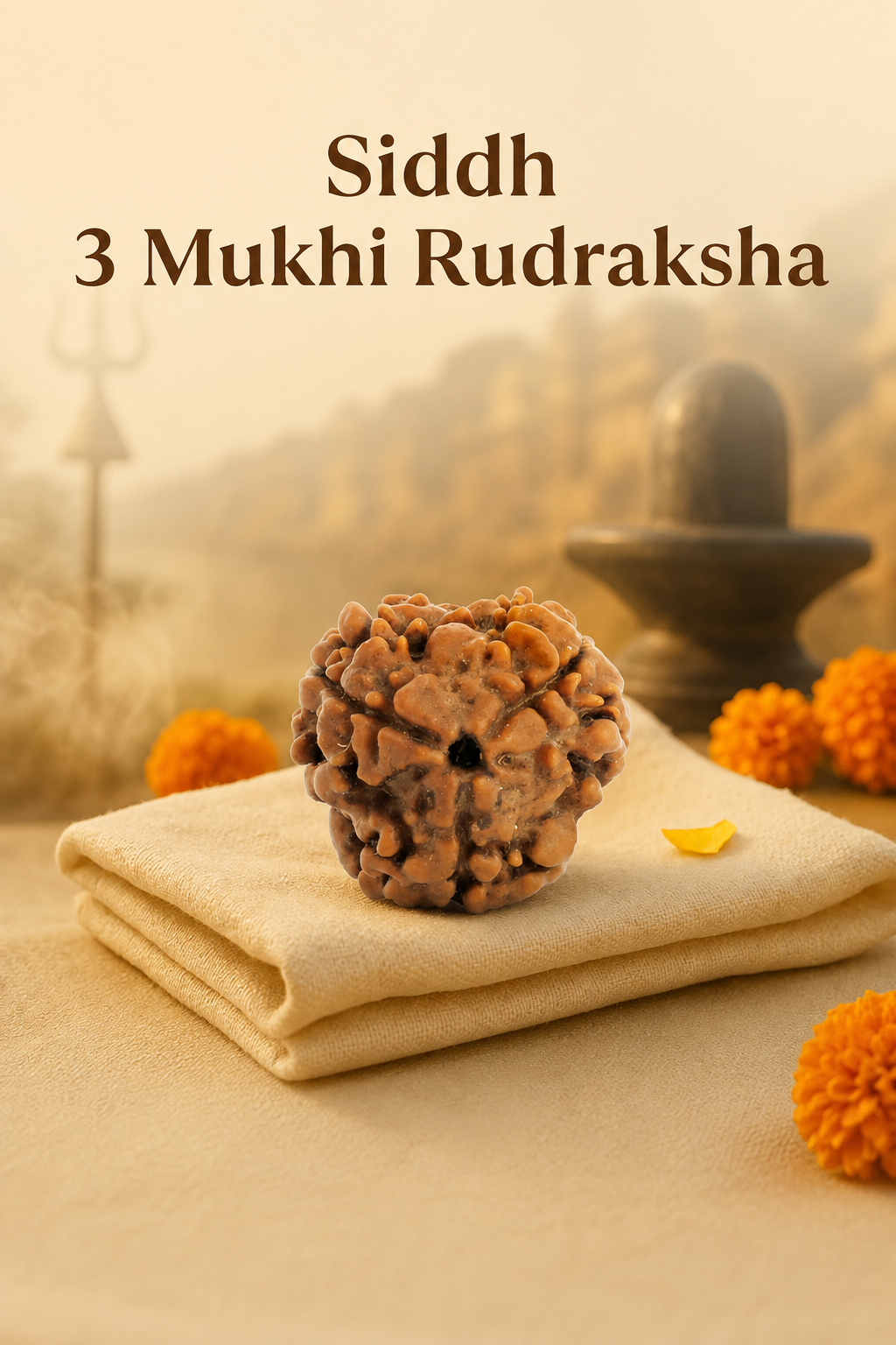 Kashi Siddh Nepal Origin 3 Mukhi Rudraksha - 17mm to 22mm