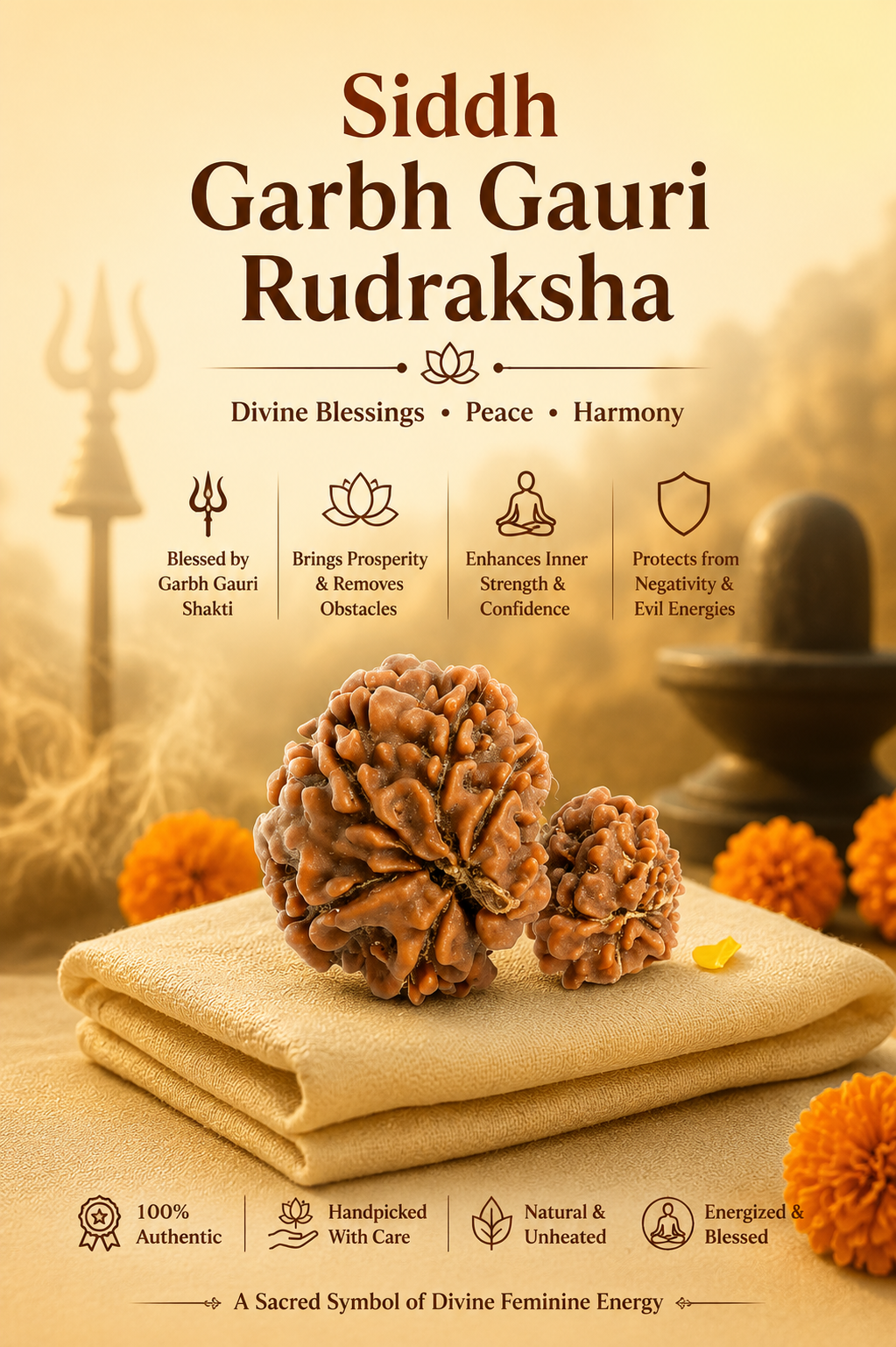 Kashi Siddh Nepal Origin Garbh Gauri Rudraksha - 17mm to 22mm