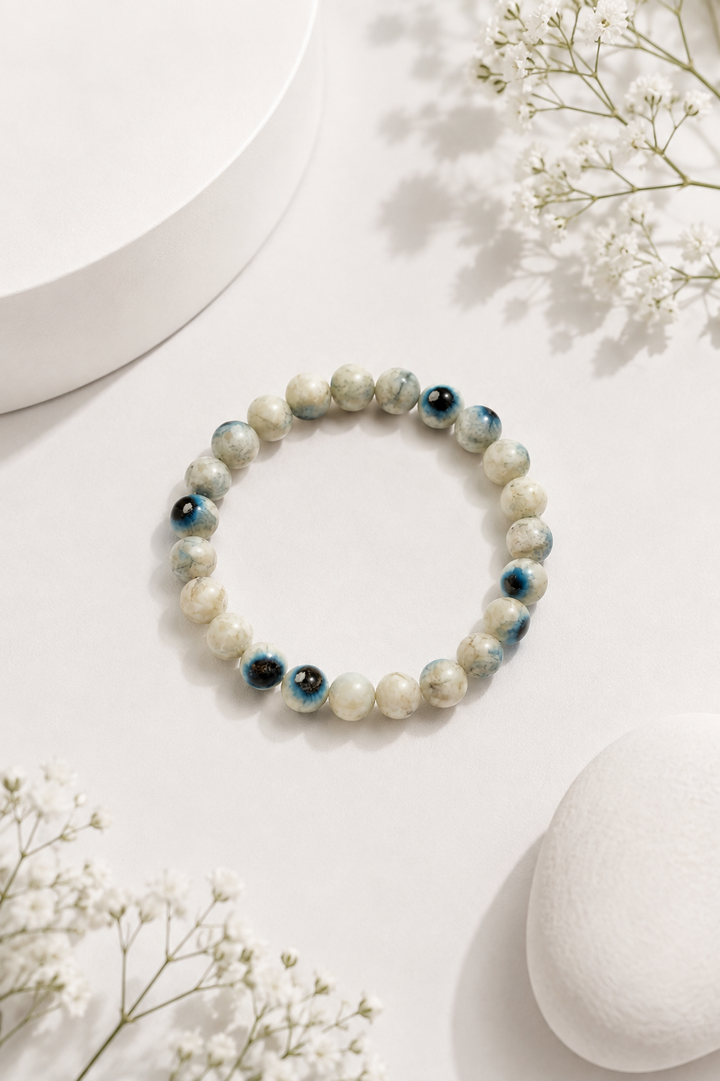 Natural Evil eye 🧿 Aragonite bracelet