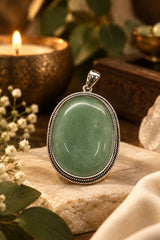 Green Aventurine Round Pendant (Qazi Inspired) – Luck & Prosperity