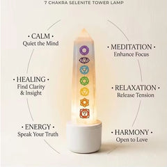 Natural 7chakra Selenite Crystal Lamp