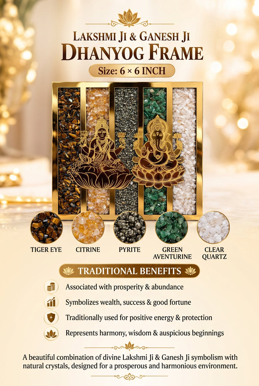 Dhanyog Crystal Frame – 7 Horse & Lakshmi Ganesh Ji | Diwali Special