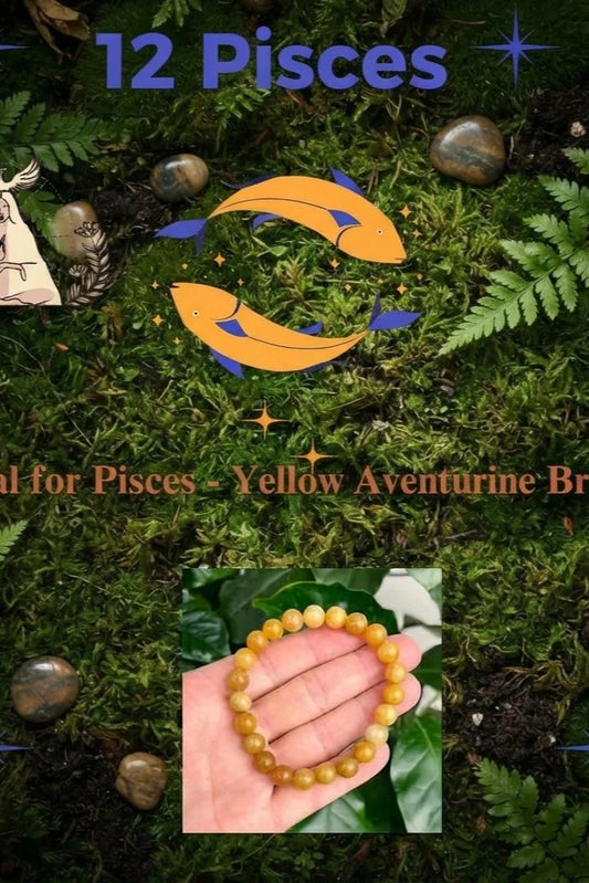 Meena Rashi (Pisces) Zodiac Crystal – Yellow Aventurine Bracelet (Wisdom, Prosperity, Good Luck)
