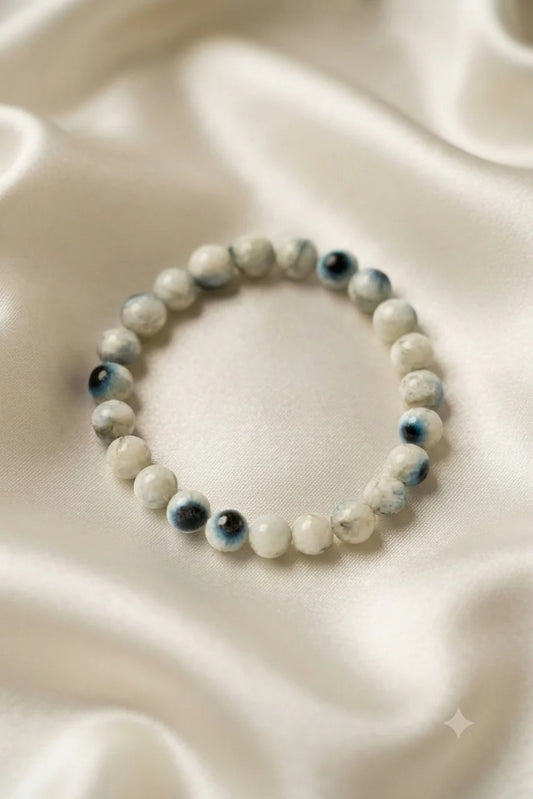 Natural Evil Eye 🧿 Aragonite Bracelet (Evil Eye Protection, Grounding, Stability)