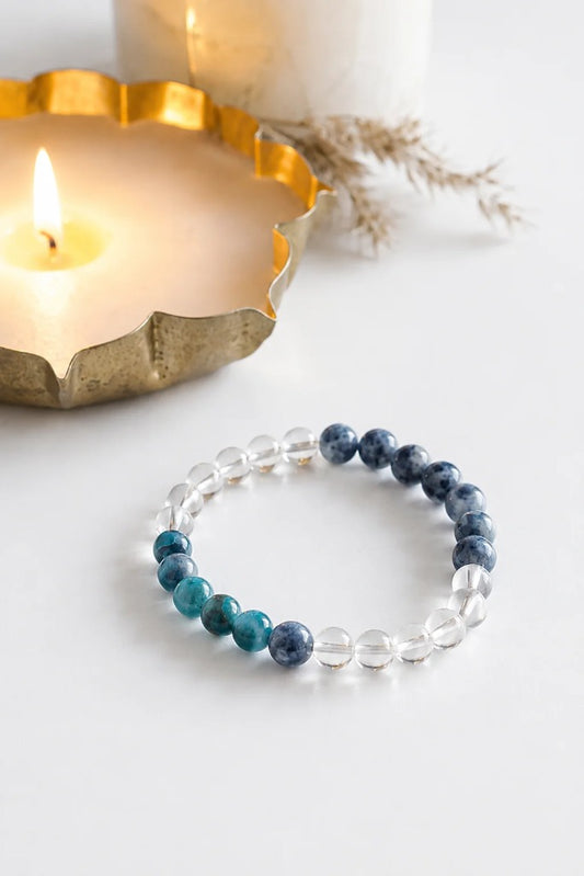 Weight Loss Bracelet – Blue Apatite, Clear Quartz & Sodalite